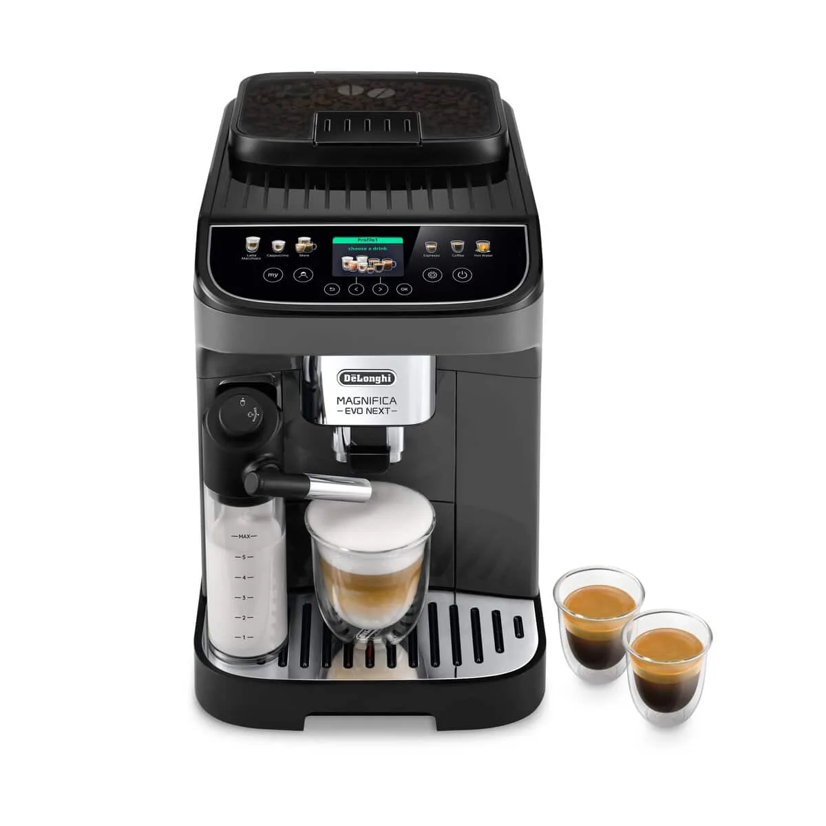 De'Longhi Magnifica Evo Next, Gris foncé — One Touch, 10 boissons