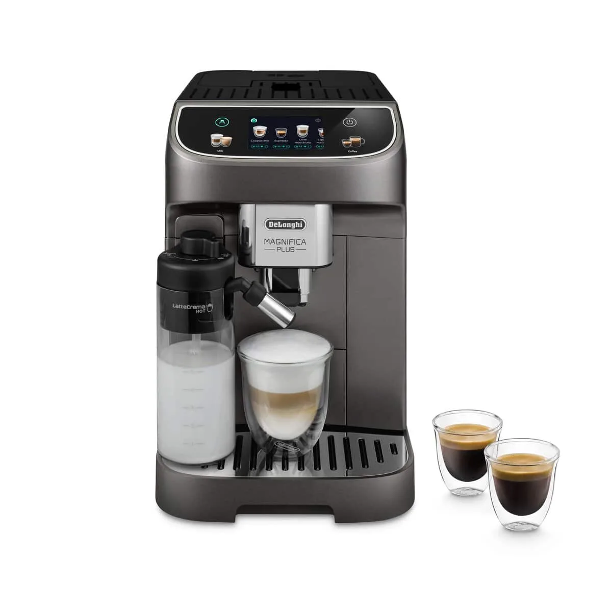 De'Longhi Magnifica Evo Next, Argent Noir — One Touch, 18 boissons