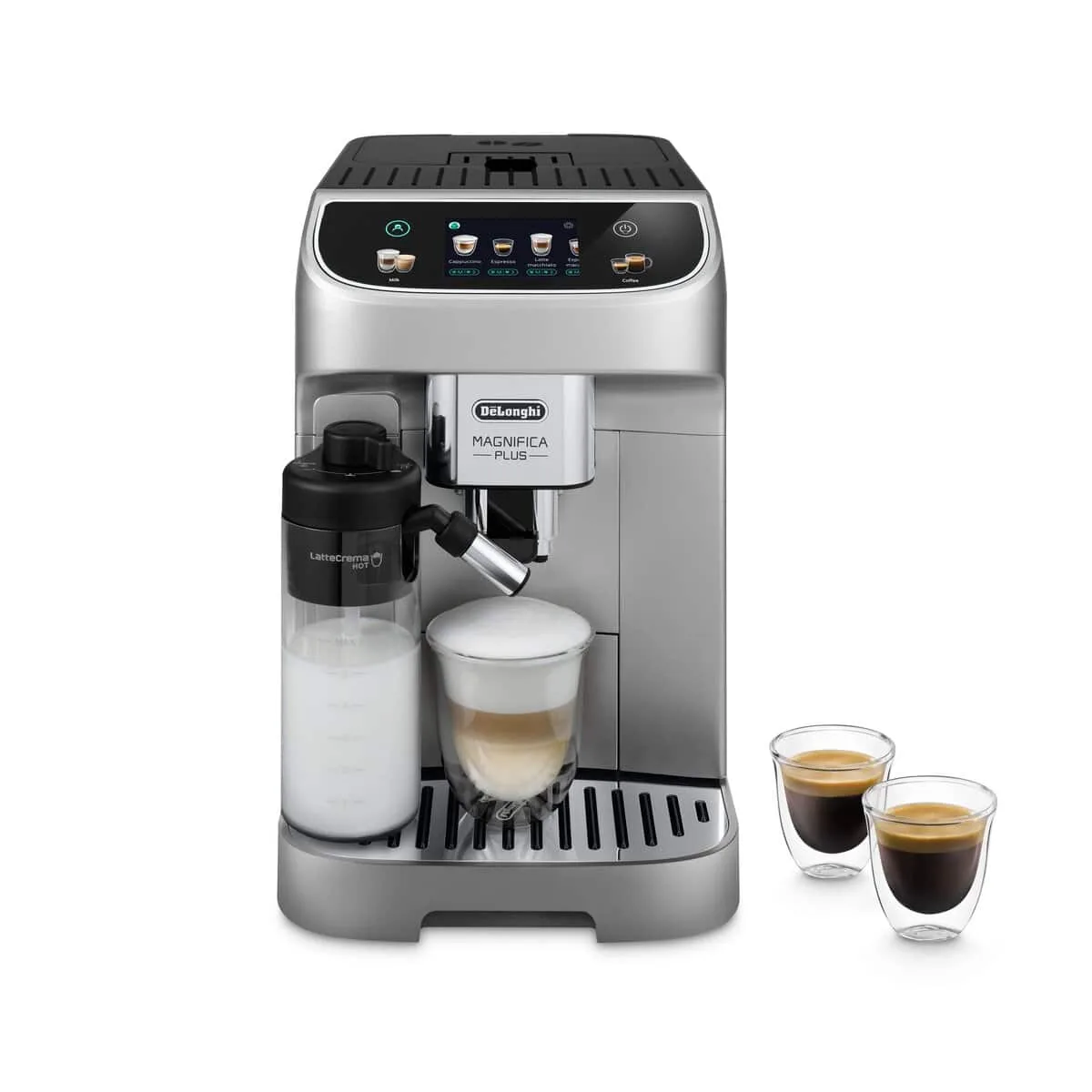 De'Longhi Magnifica Plus, Argent Noir — One Touch, 18 boissons