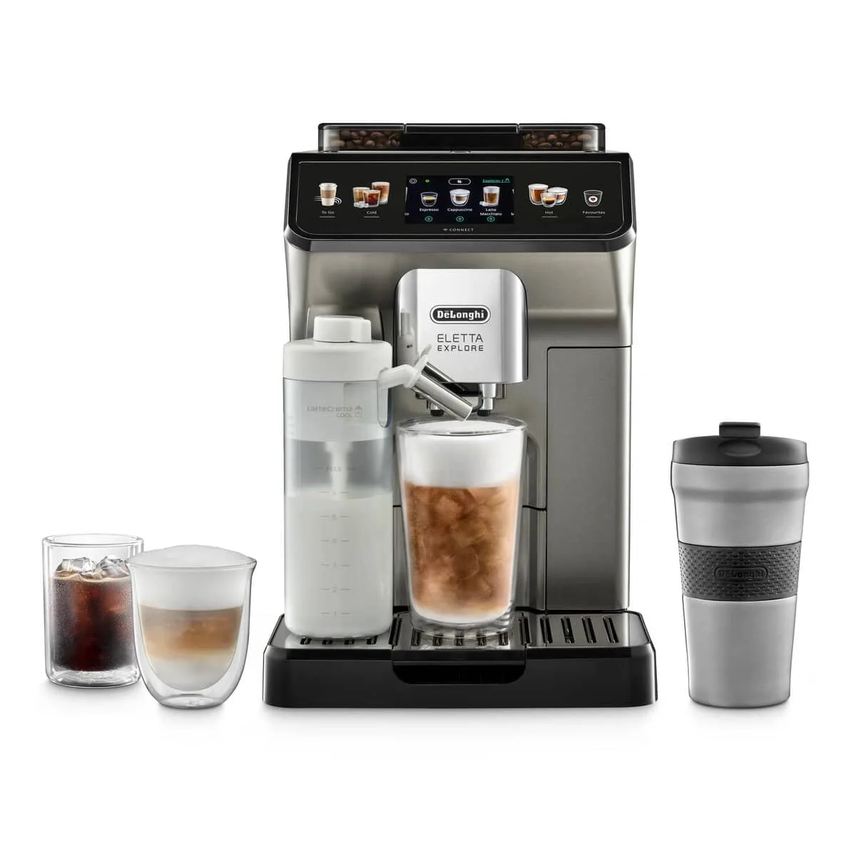 De'Longhi Eletta Explore, Titane — One Touch, 52 boissons