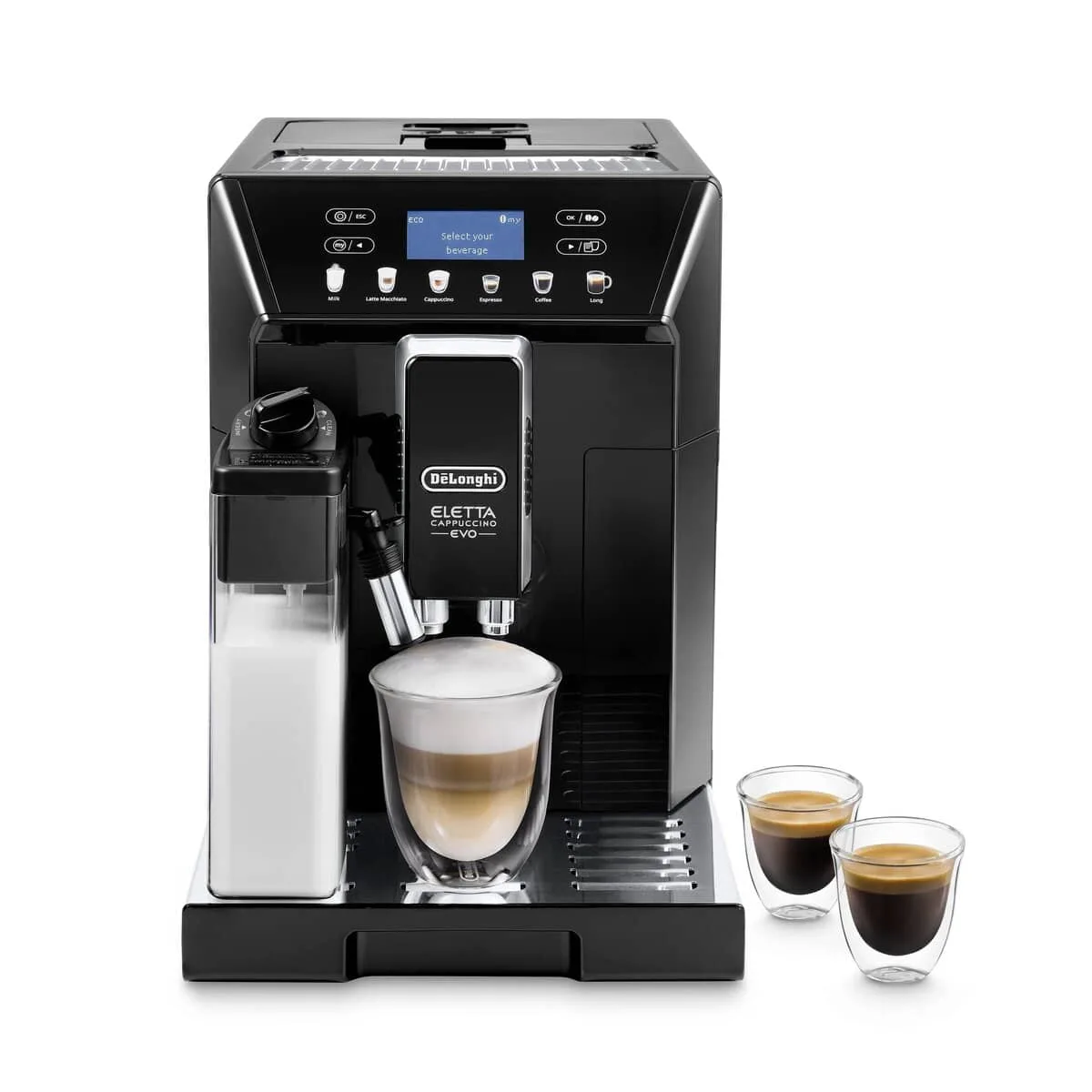 De'Longhi Eletta Cappuccino Evo, Noir — One Touch, 13 boissons