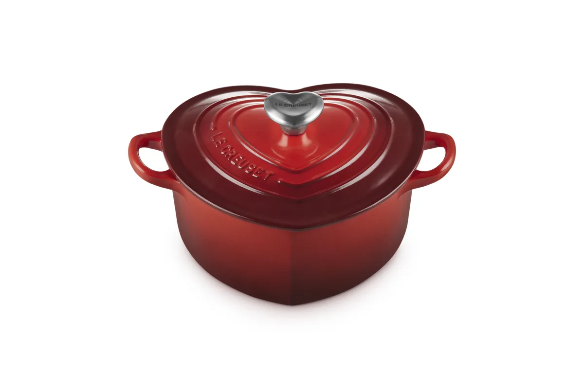 Le Creuset Cocotte Cœur en fonte émaillée avec bouton cœur