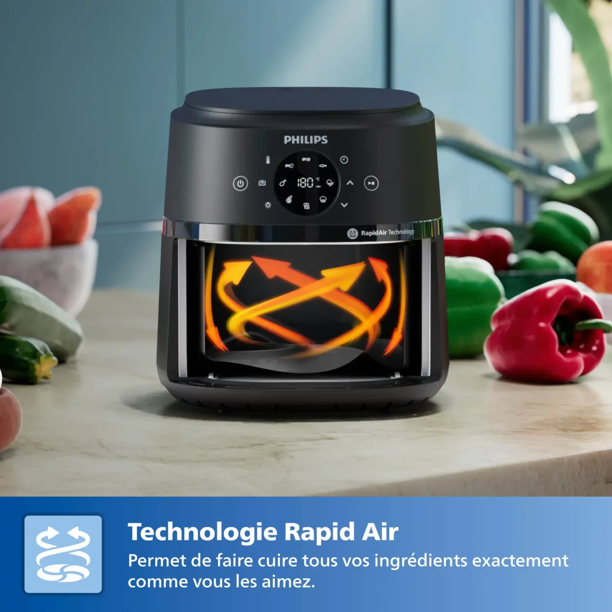 Philips Série 2000 Airfryer Friteuse sans huile Noir 6.2L — visuel 4
