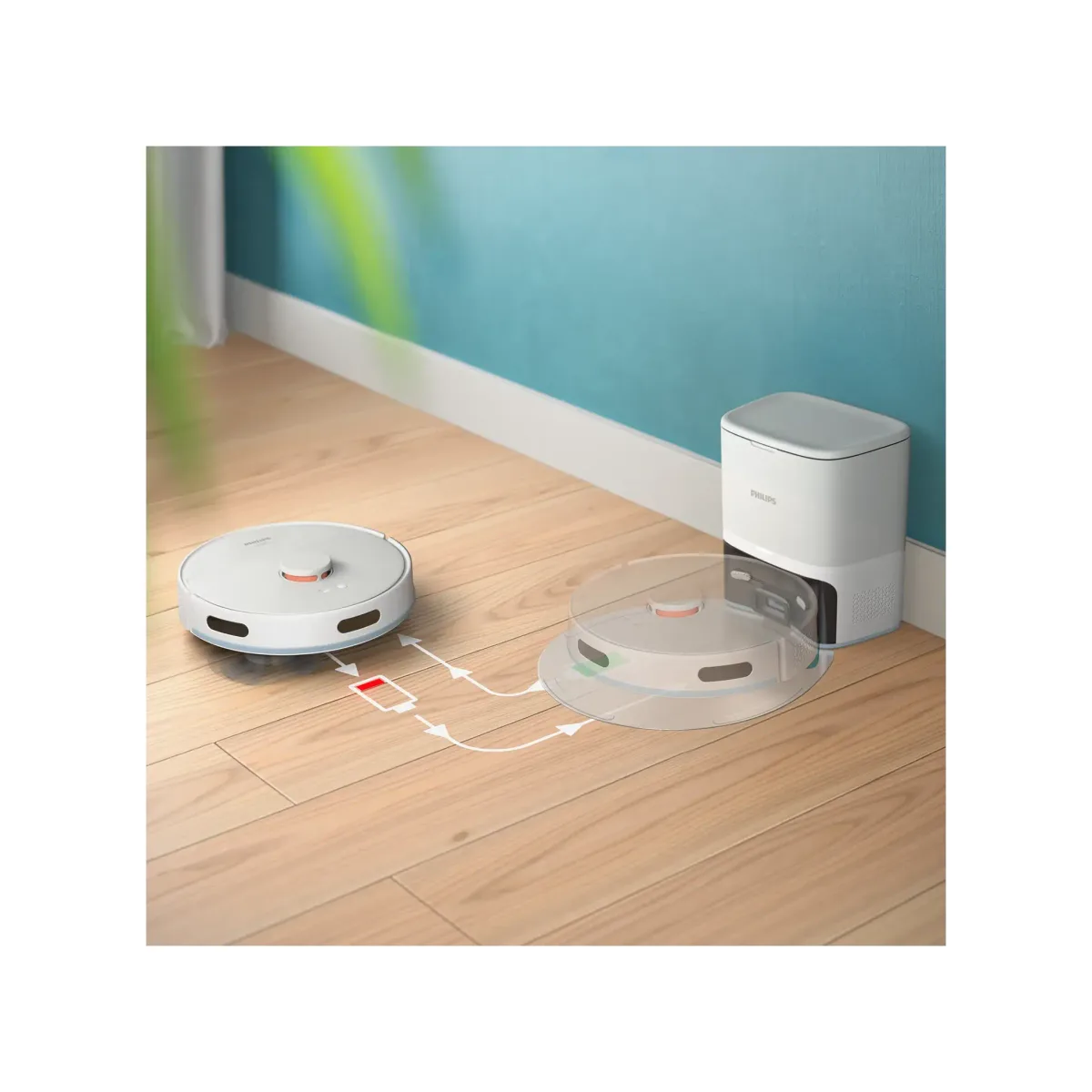 Philips Série 2000 Aspirateur robot Aspirateur 2-en-1 avec station, Blanc — visuel 5