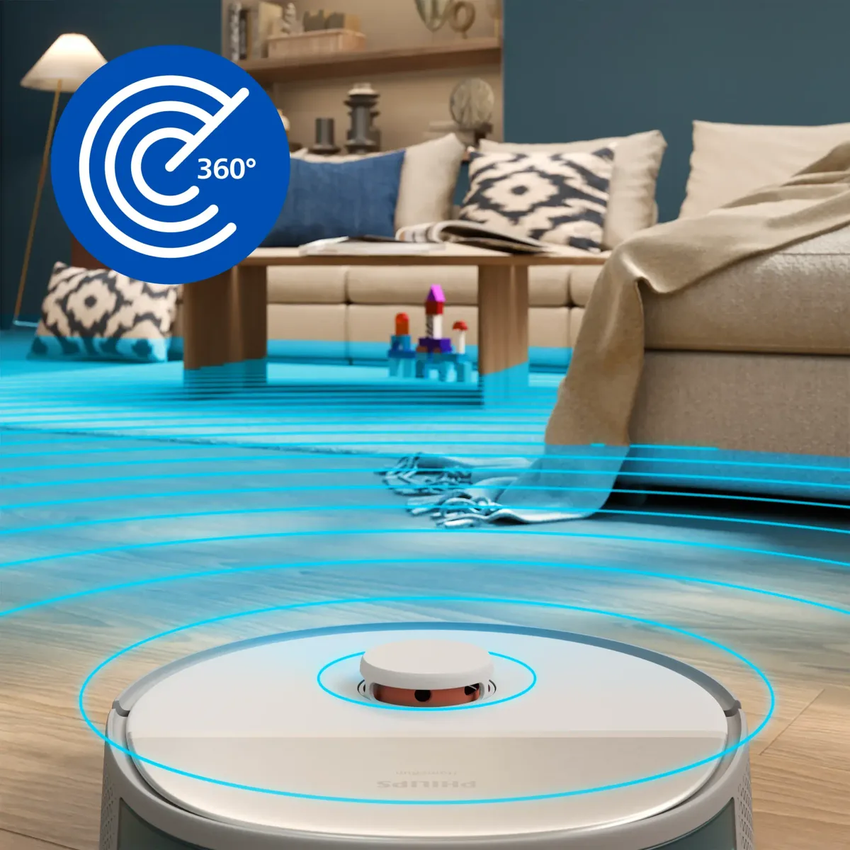 Philips Série 5000 Aspirateur robot Aspirateur 2-en-1 avec station, Beige — visuel 4