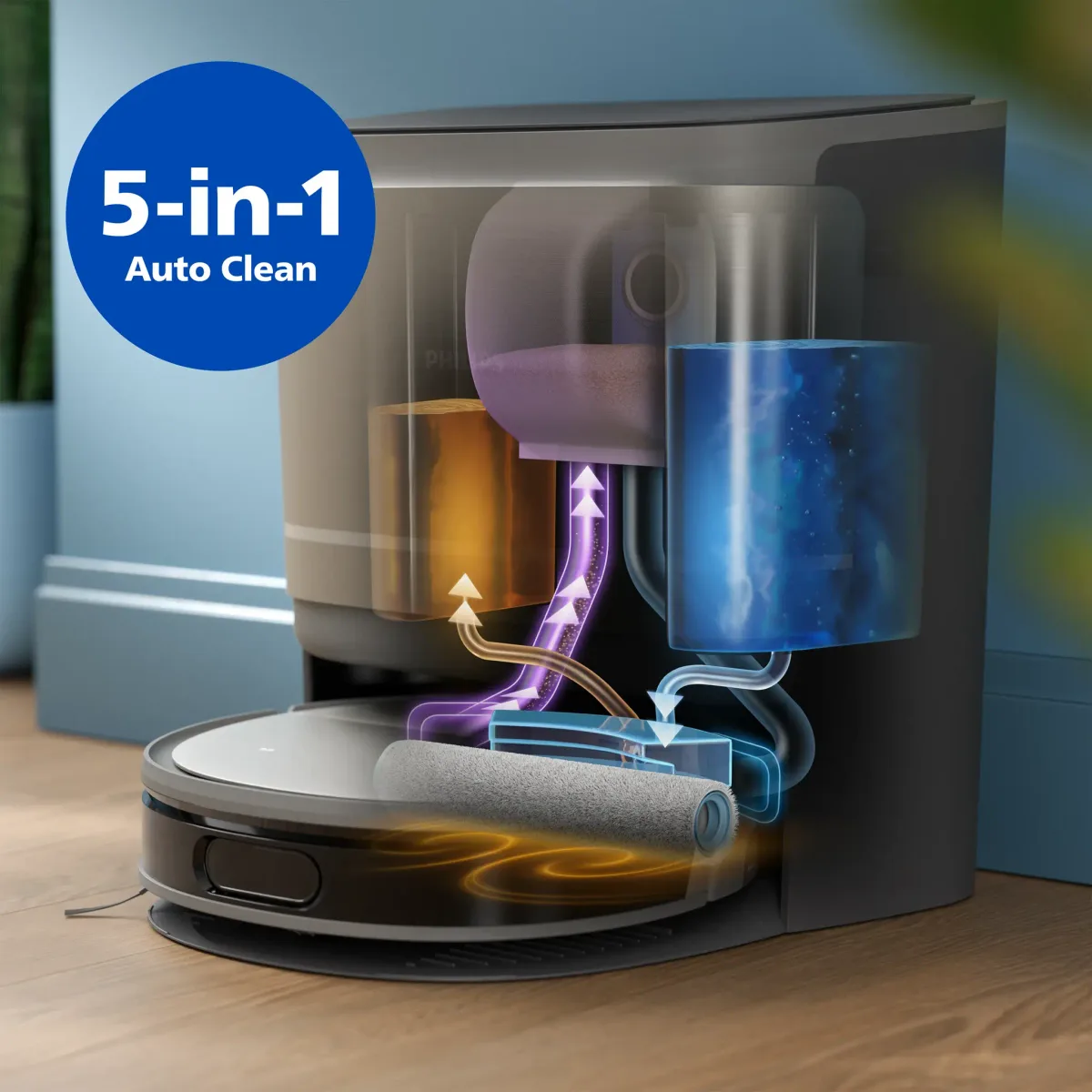 Philips Série 9000 Aspirateur robot Aspirateur 5-en-1 avec station, Métal — visuel 3
