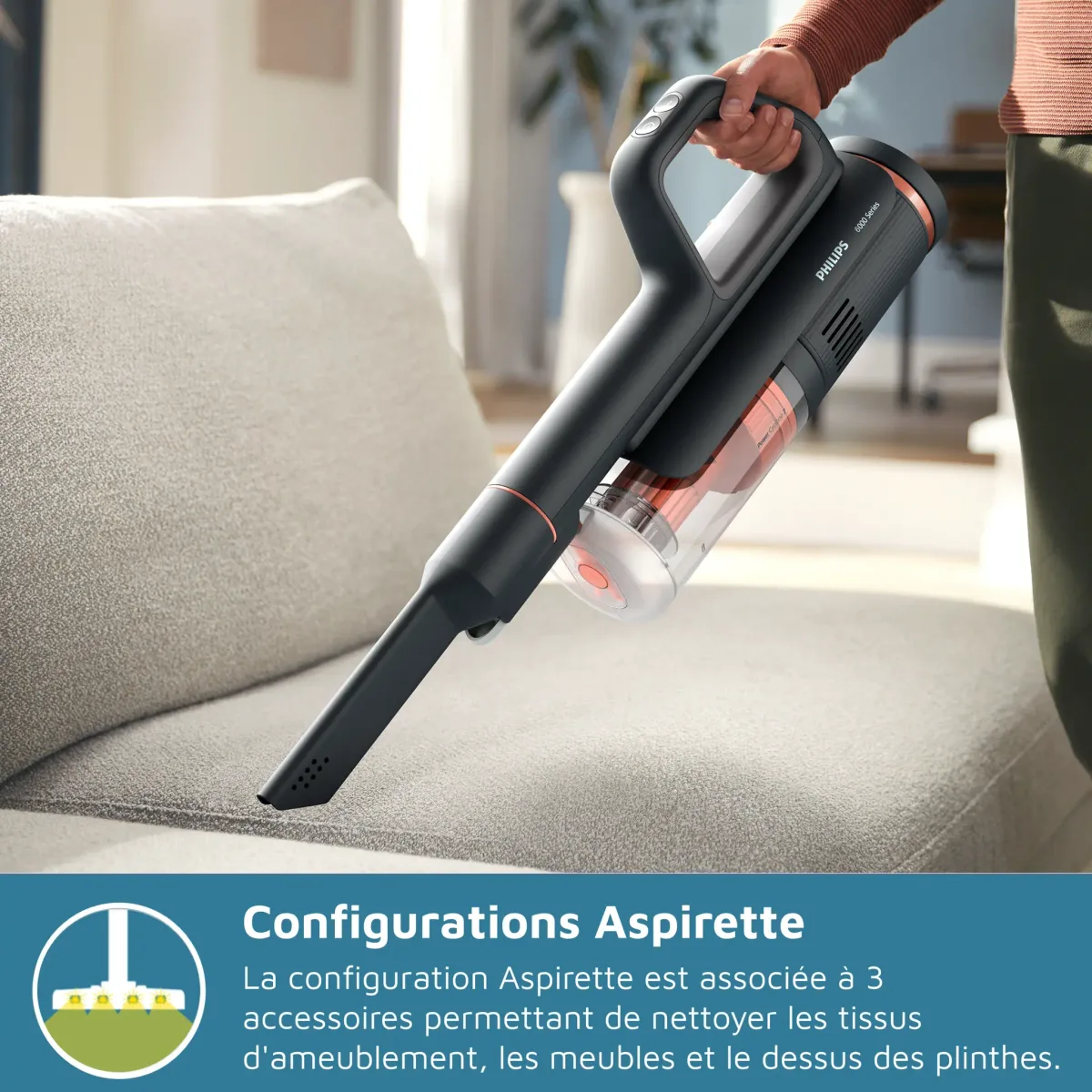 Philips Série 6000 Aspirateur laveur Aspirateur Balai 2-en-1 PowerCyclone Noir — visuel 3