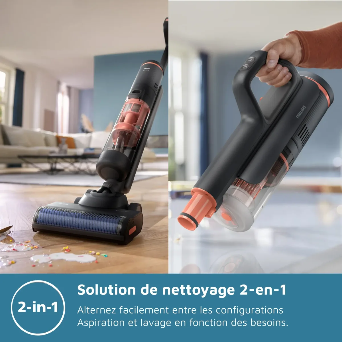 Philips Série 6000 Aspirateur laveur Aspirateur Balai 2-en-1 PowerCyclone Noir — visuel 4