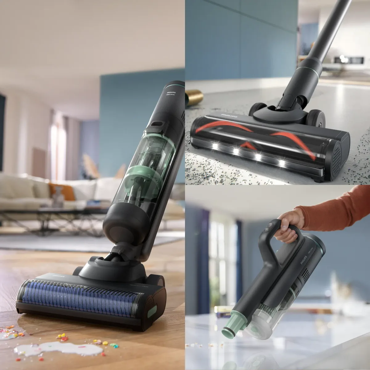 Philips Série 7000 Aspirateur laveur Aspirateur Balai 3-en-1 PowerCyclone Noir — visuel 3