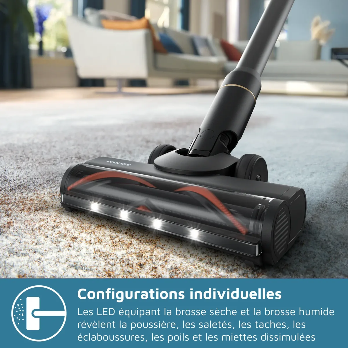 Philips Série 7000 AquaTrio Aspirateur laveur Aspirateur Balai 3-en-1 PowerCyclone Noir — visuel 5