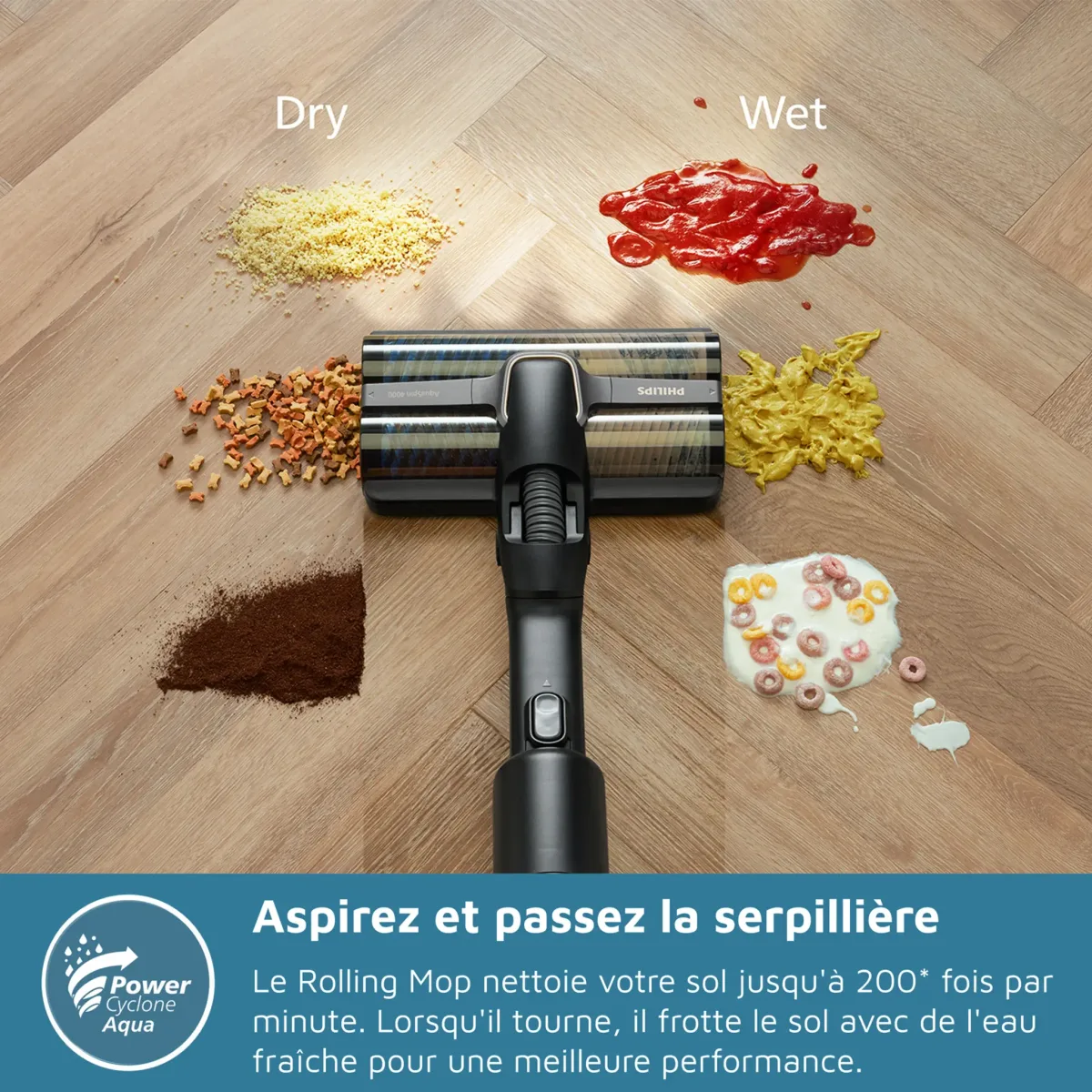 Philips Série 9000 AquaTrio Aspirateur laveur Aspirateur Balai 3-en-1 PowerCyclone Noir — visuel 5