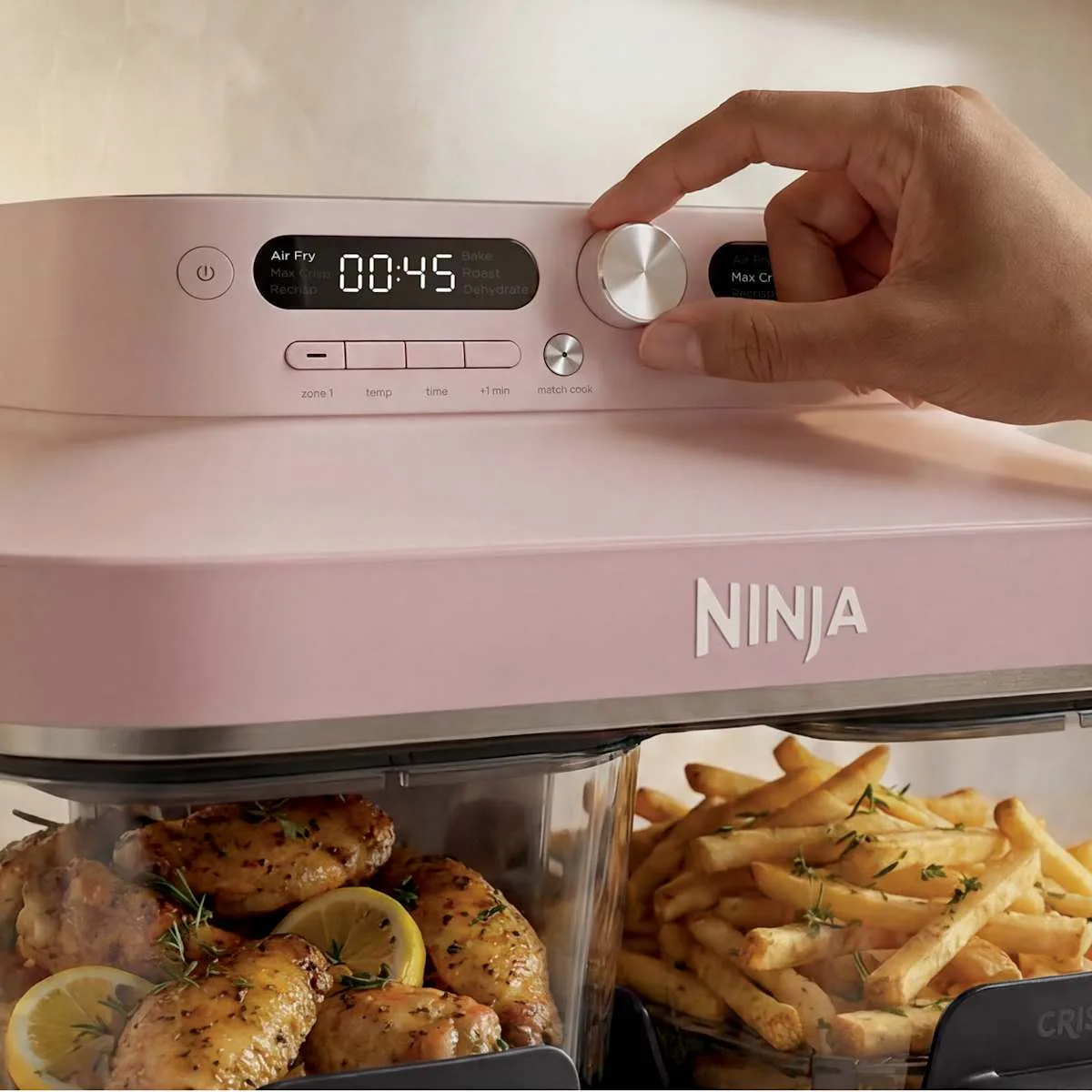 Ninja Air fryer en verre avec 8 modes CRISPi DualZone, Ivoire — visuel 4