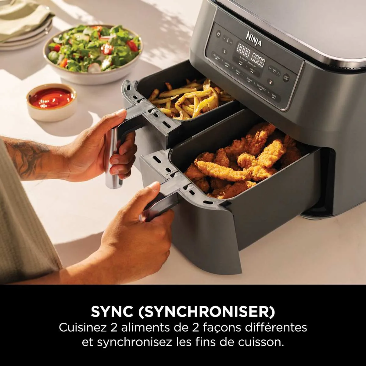Ninja Air Fryer Ninja DualZone, 7.6L, 6-en-1, Gris — visuel 3