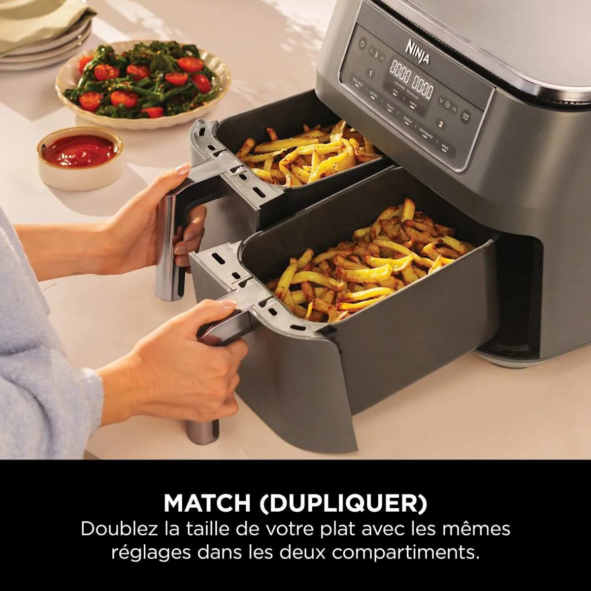 Ninja Air Fryer Ninja DualZone, 7.6L, 6-en-1, Gris — visuel 4