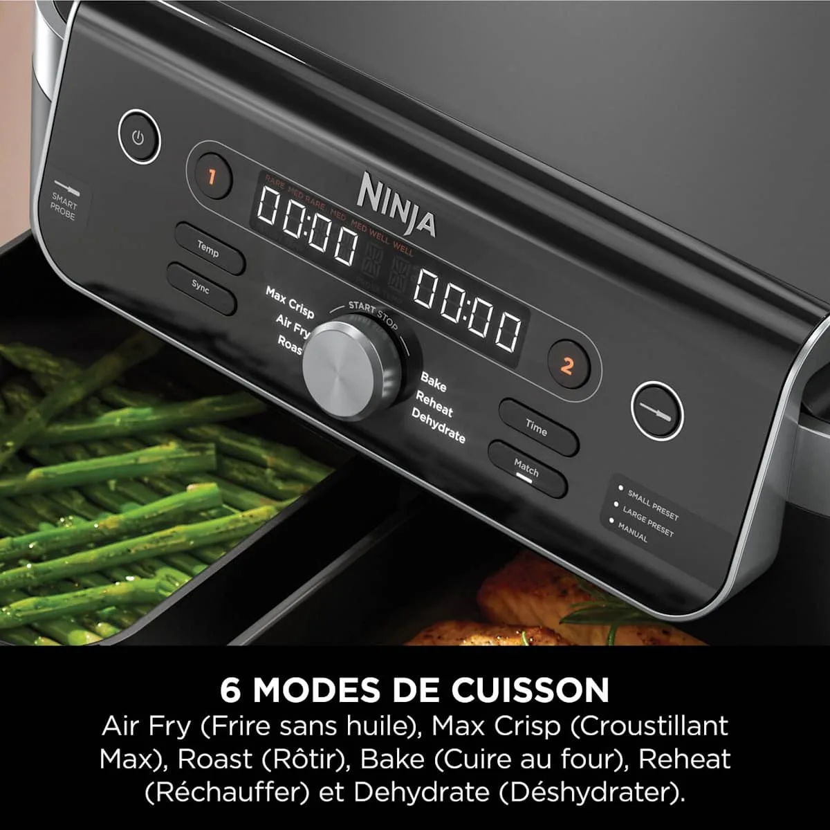 Ninja Air Fryer Ninja DualZone MAX, thermosonde intelligente, 9.5L, 6-en-1 — visuel 3