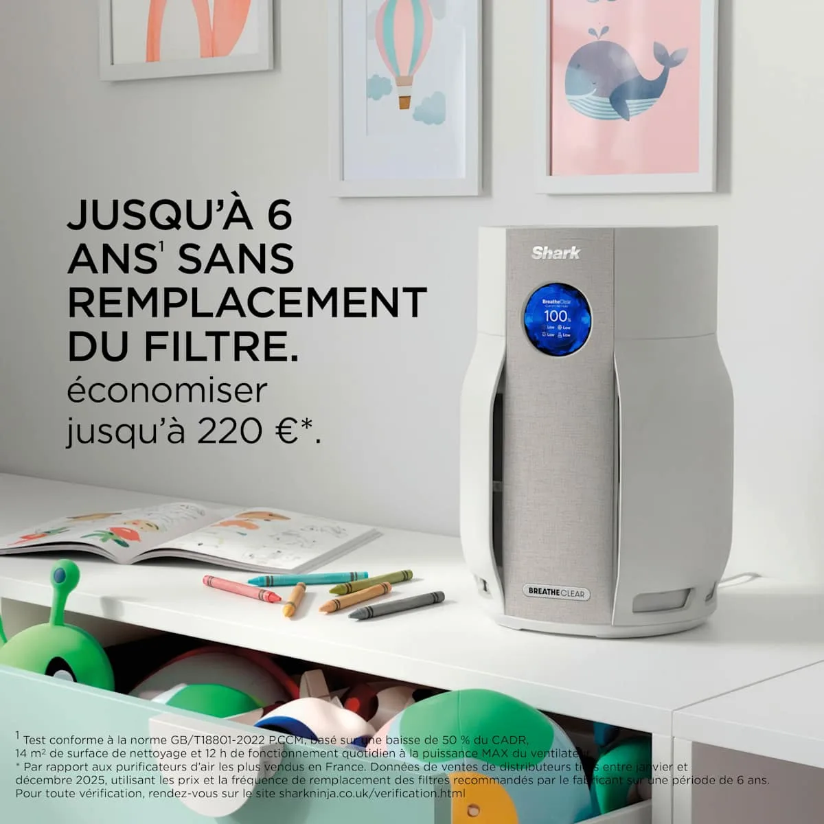 Shark Purificateur d'air Shark BreatheClear avec NeverChange6, jusqu'à 70 m² — visuel 3