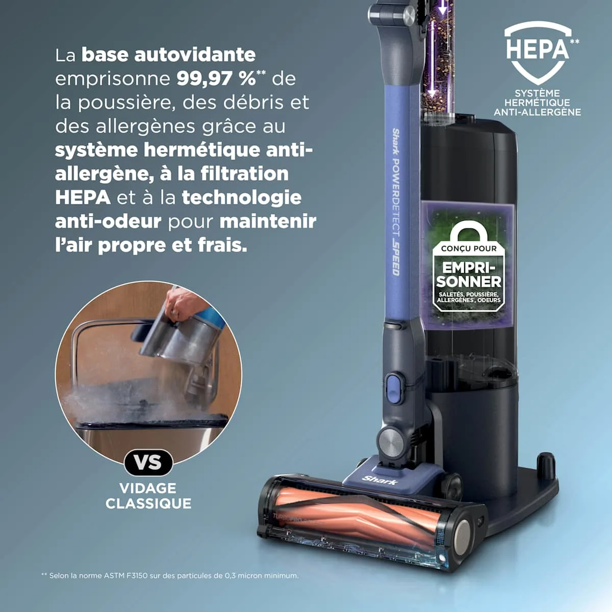 Shark Aspirateur balai sans fil Shark PowerDetect Speed Pet Pro Clean & Empty – Ultramarine — visuel 4