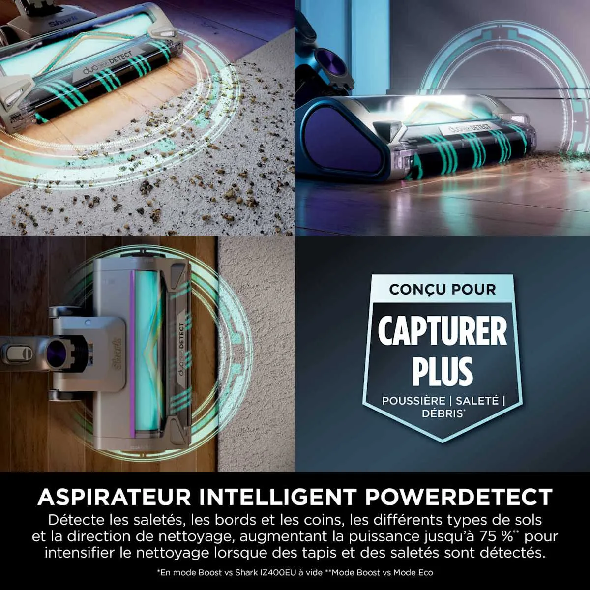 Shark Aspirateur balai sans fil Shark PowerDetect Clean, 70 min d'autonomie — visuel 3