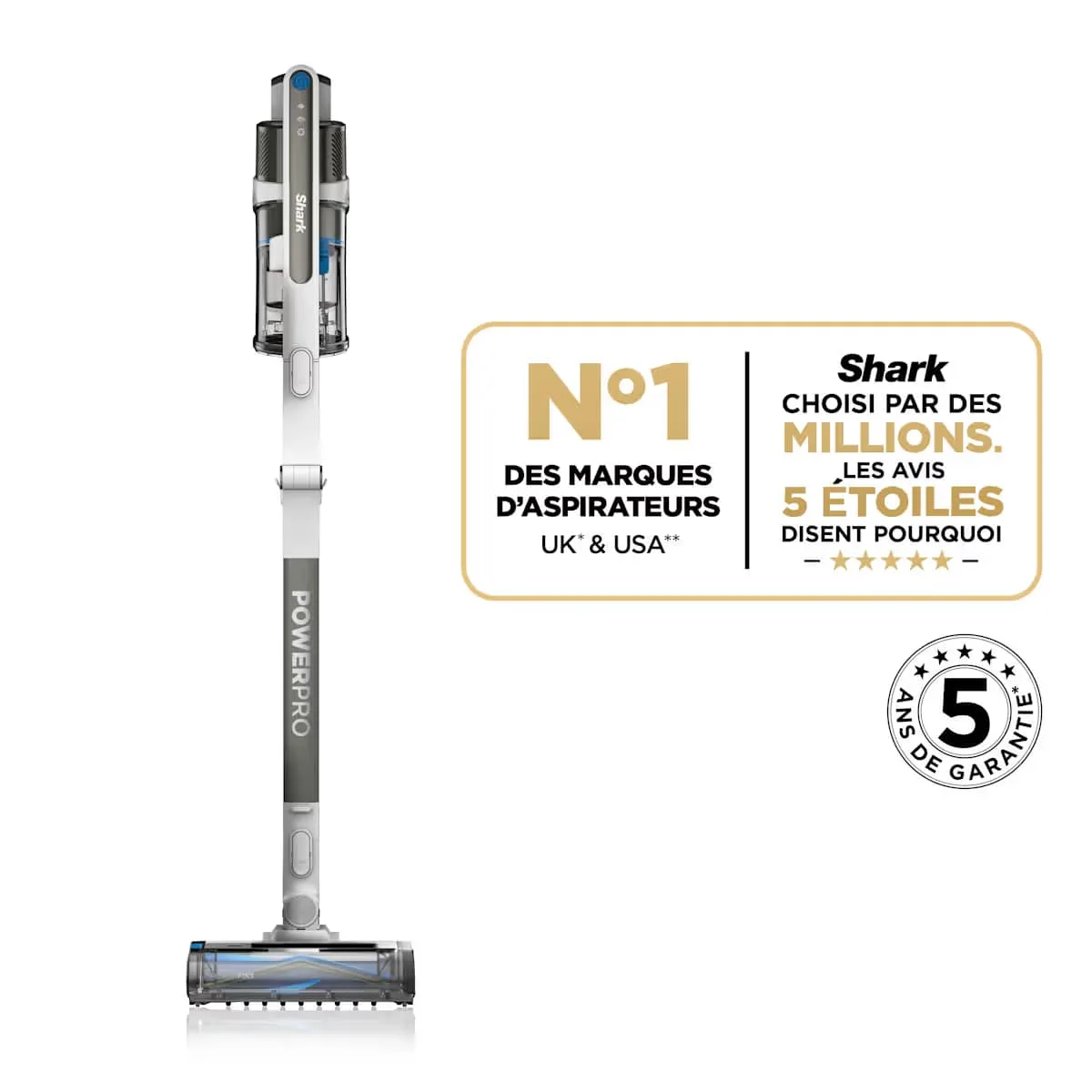 Shark Aspirateur balai sans fil Shark PowerPro spécial animaux, 40 min d'autonomie