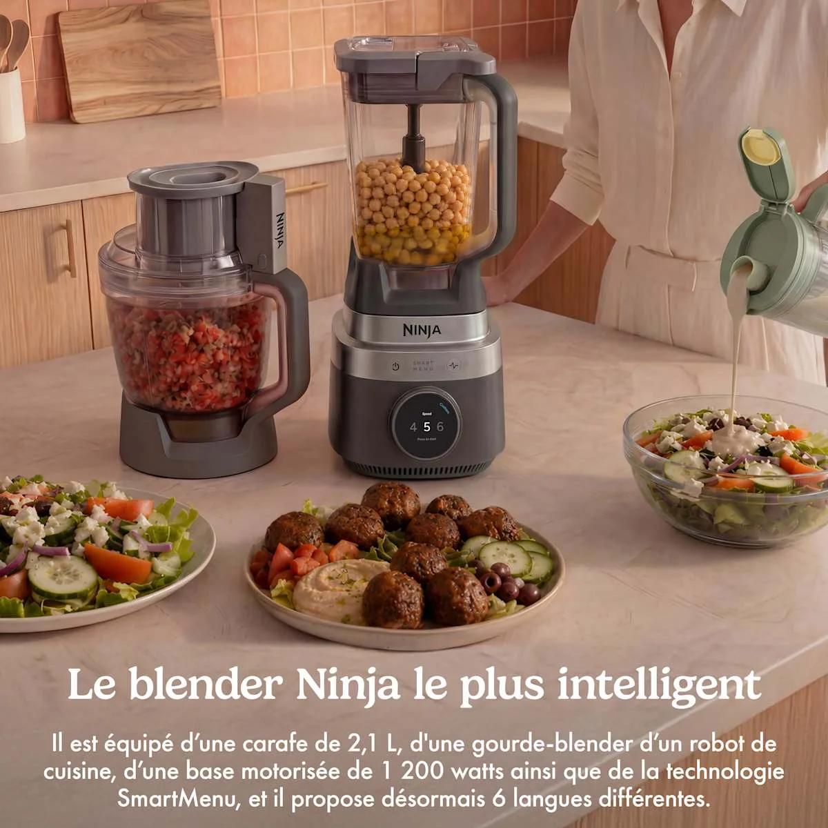Ninja Robot multifonction 3-en-1 Ninja CrushBOSS - Blender, robot culinaire & blender-gourde - Onyx — visuel 3