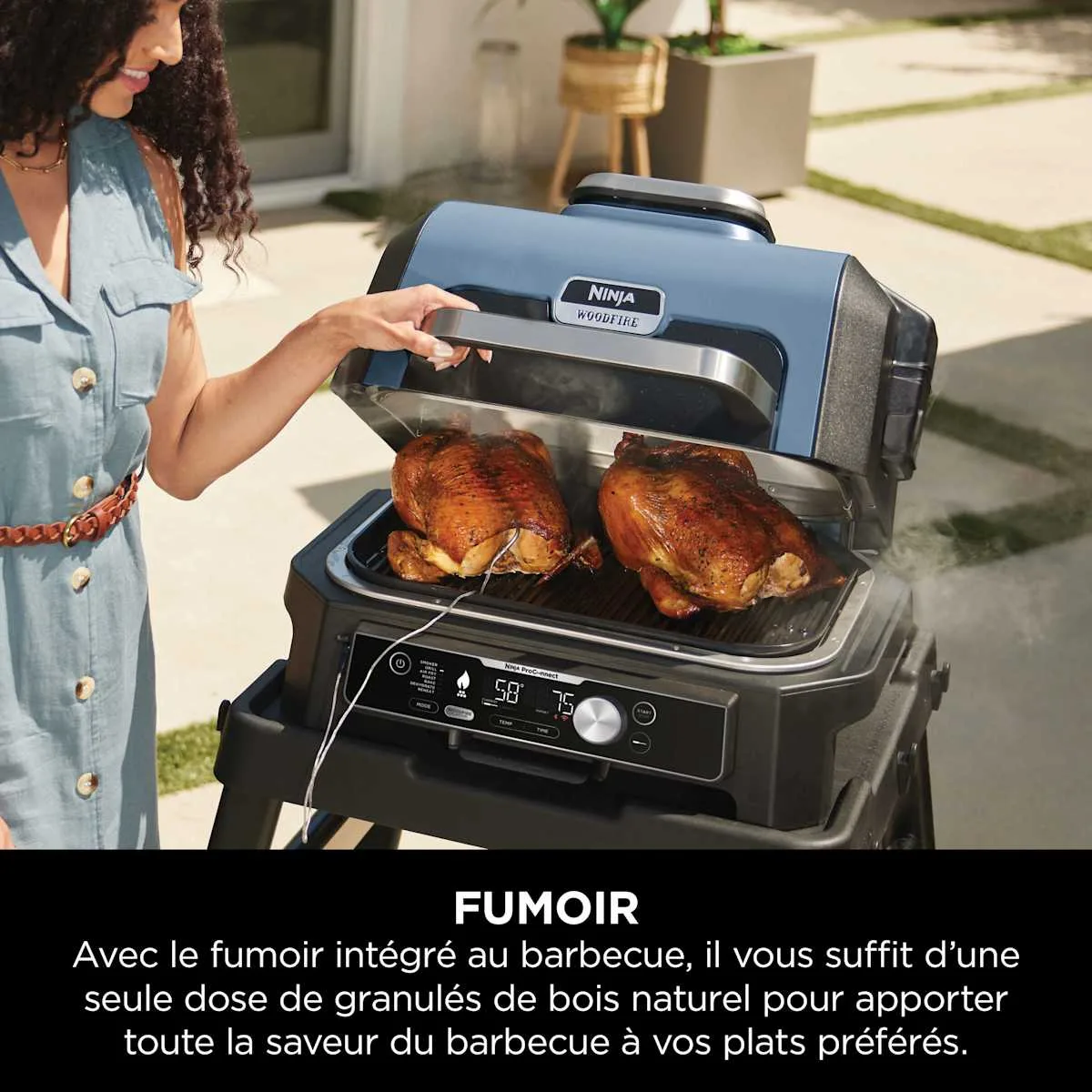Ninja Barbecue électrique et fumoir Ninja Woodfire Pro Connect XL avec app OG901EU — visuel 4