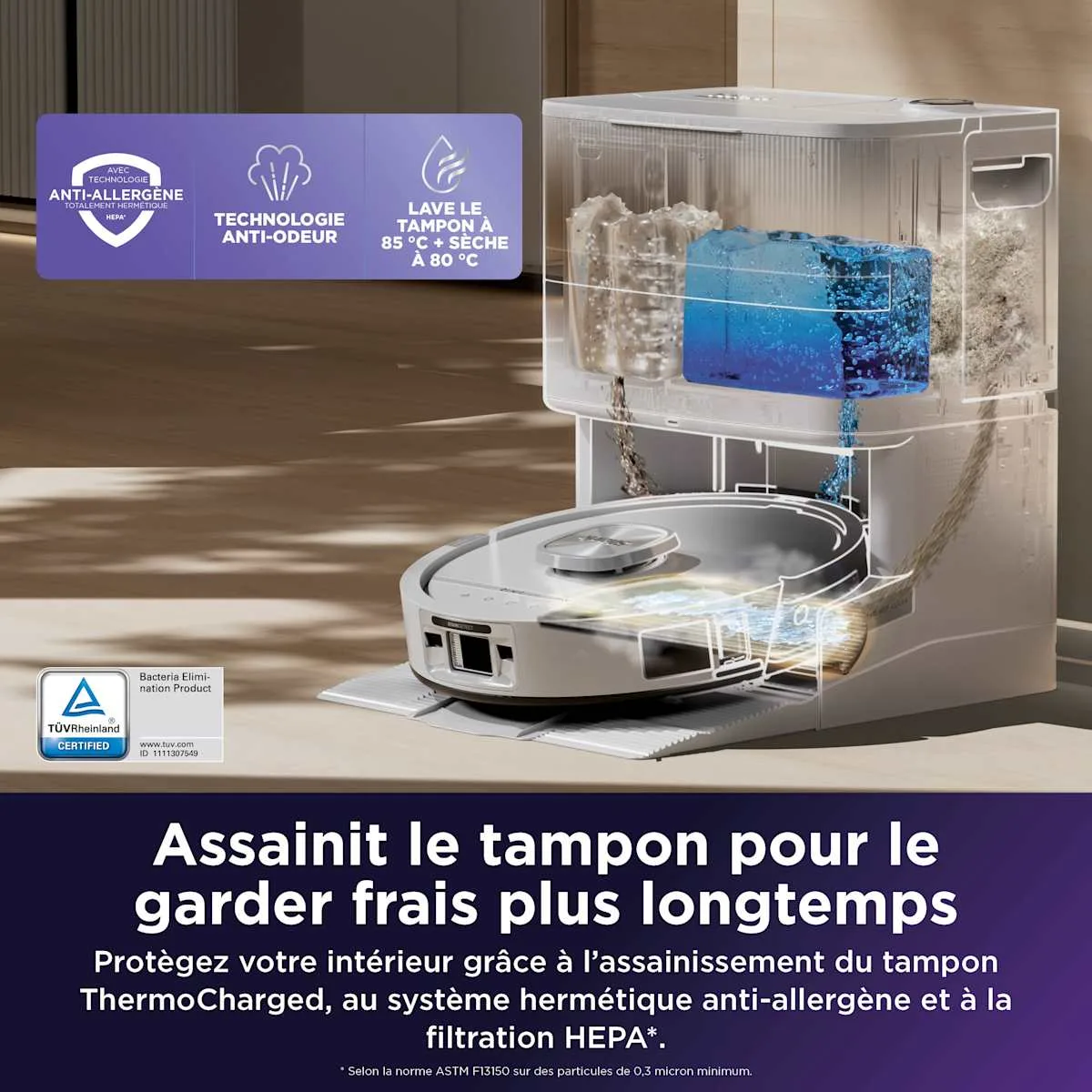 Shark Robot aspirateur laveur 2-en-1 Shark PowerDetect UV Reveal – Blanc — visuel 6