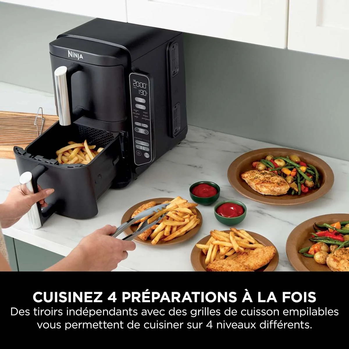 Ninja Air Fryer Ninja DoubleStack, verticale, 7.6L, 6-en-1, Noir — visuel 3