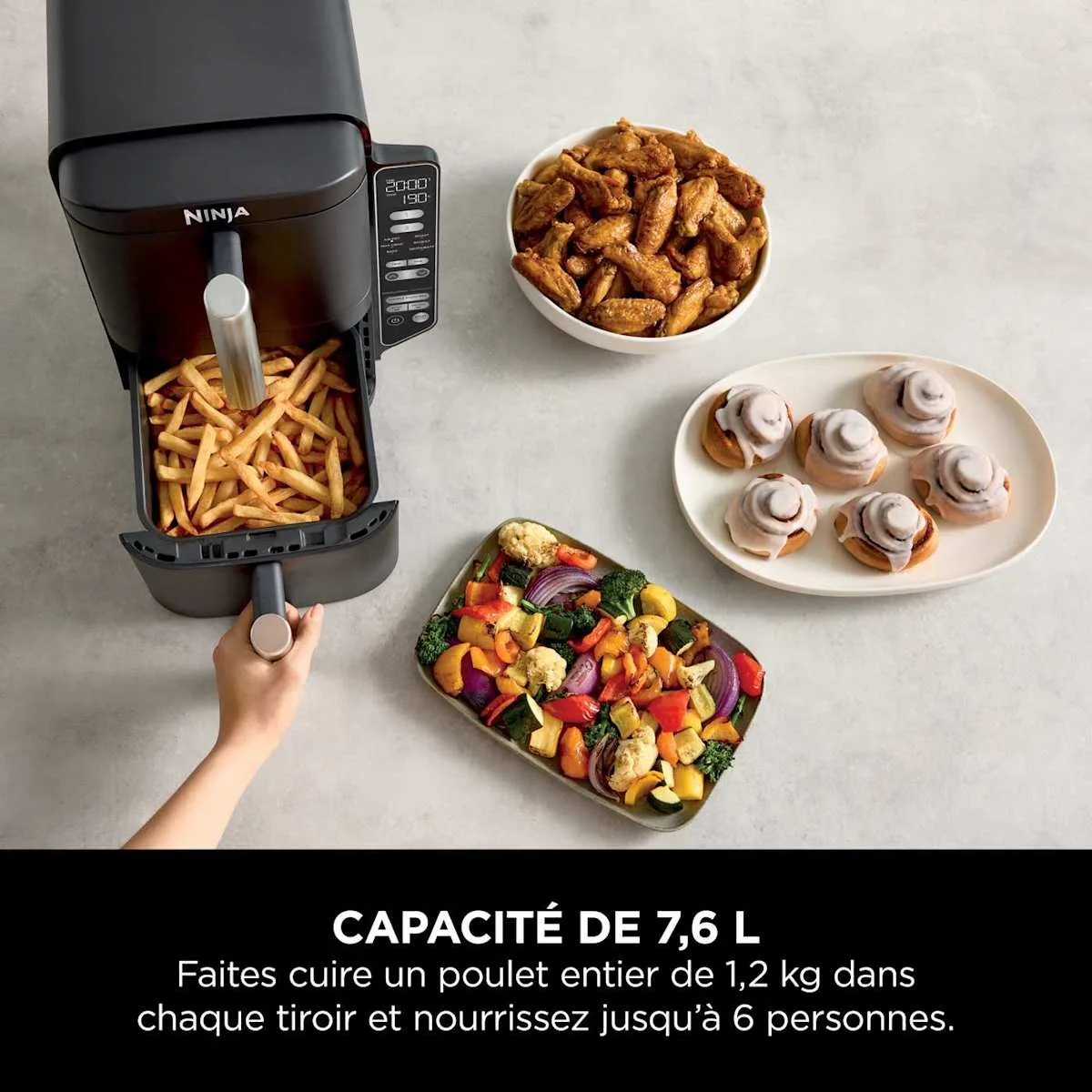 Ninja Air Fryer Ninja DoubleStack, verticale, 7.6L, 6-en-1, Noir — visuel 4