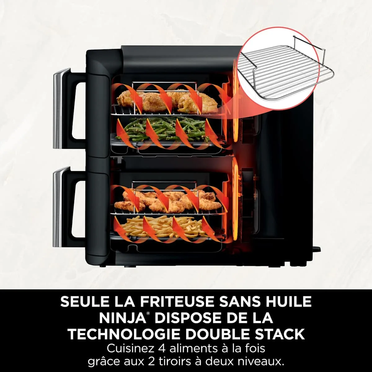 Ninja Air Fryer Ninja DoubleStack, verticale, 7.6L, 6-en-1, Noir — visuel 6