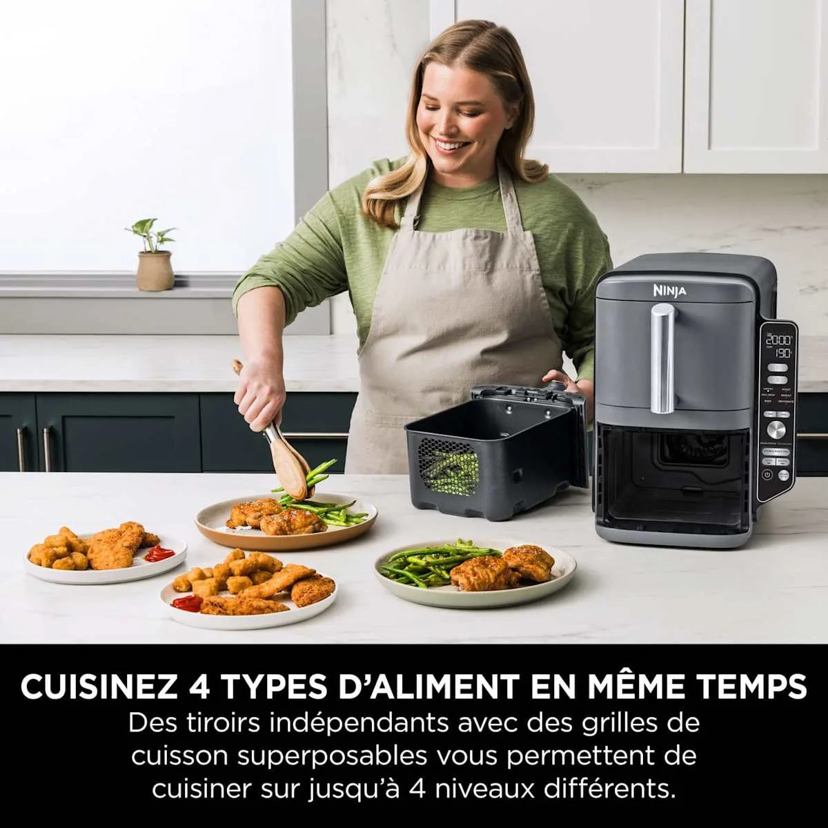 Ninja Air Fryer Ninja DoubleStack XL, verticale, 9.5L, 6-en-1, Gris — visuel 3