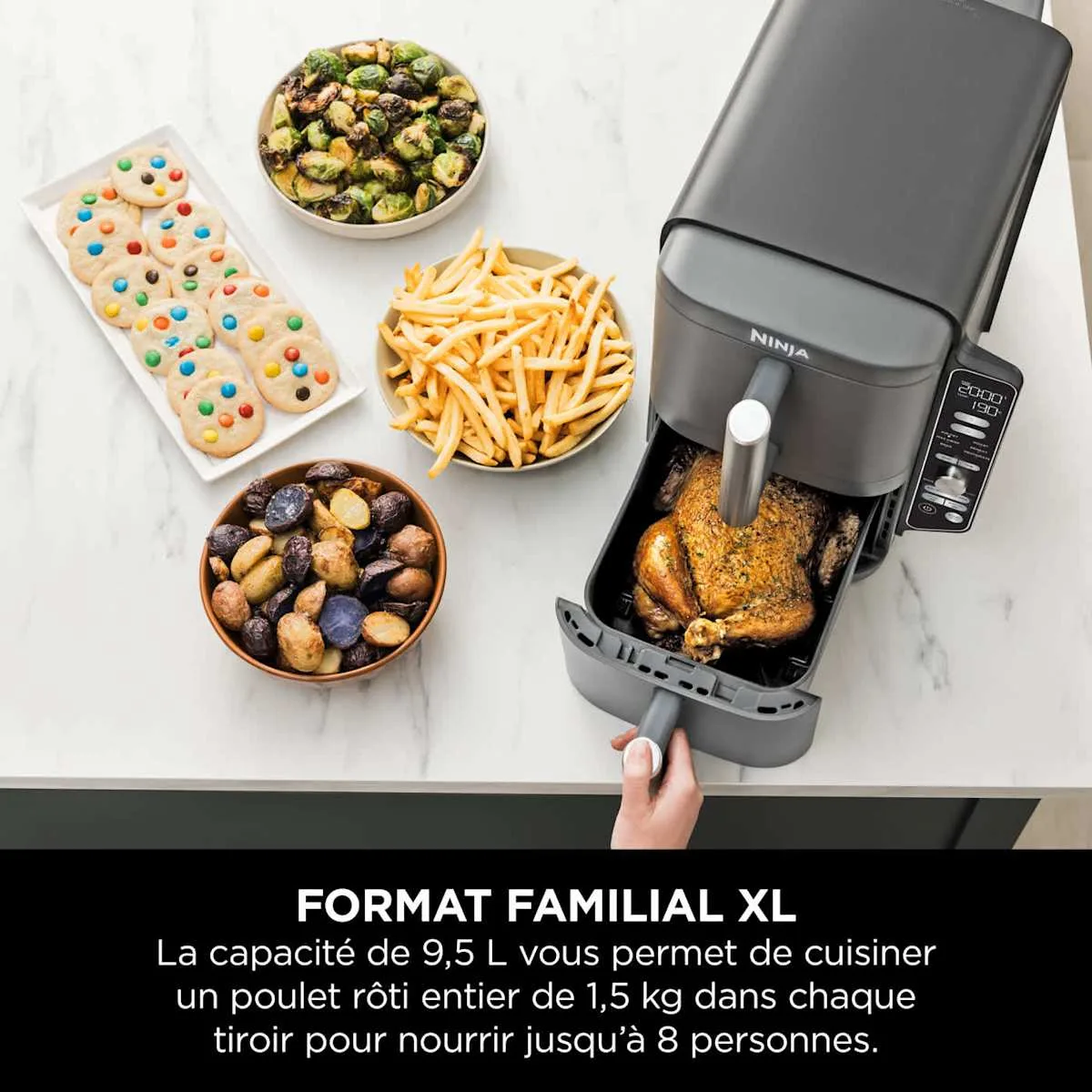 Ninja Air Fryer Ninja DoubleStack XL, verticale, 9.5L, 6-en-1, Gris — visuel 4