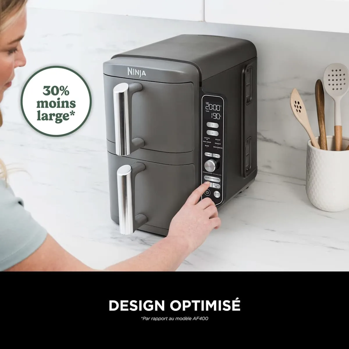 Ninja Air Fryer Ninja DoubleStack XL, verticale, 9.5L, 6-en-1, Gris — visuel 5