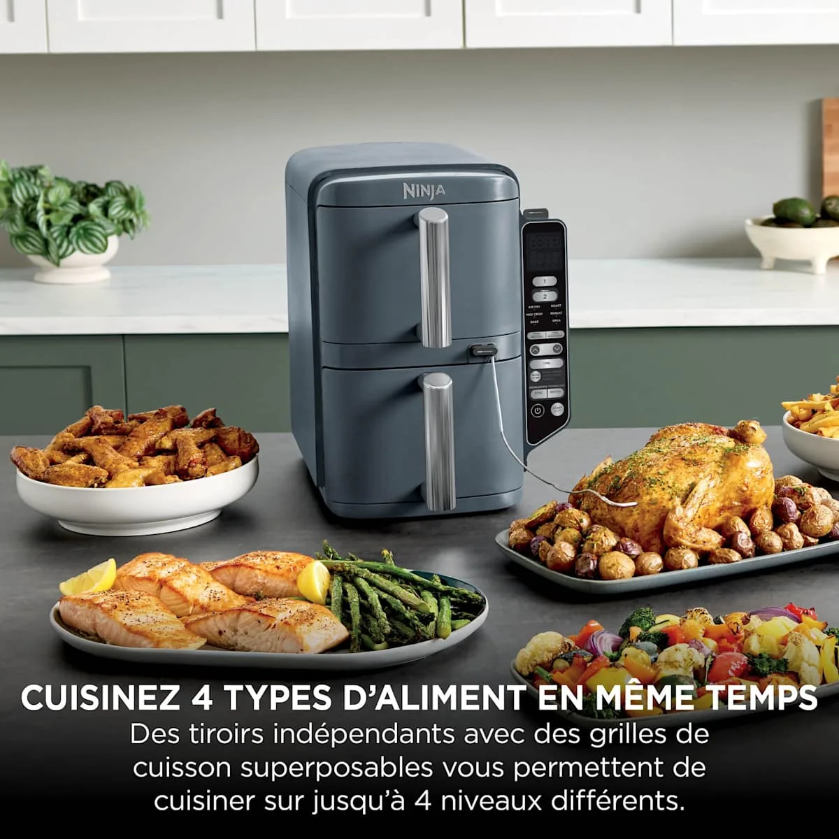 Ninja Ninja Double Stack Air Fryer XL à 2 tiroirs 9,5 L – Gris ardoise — visuel 3