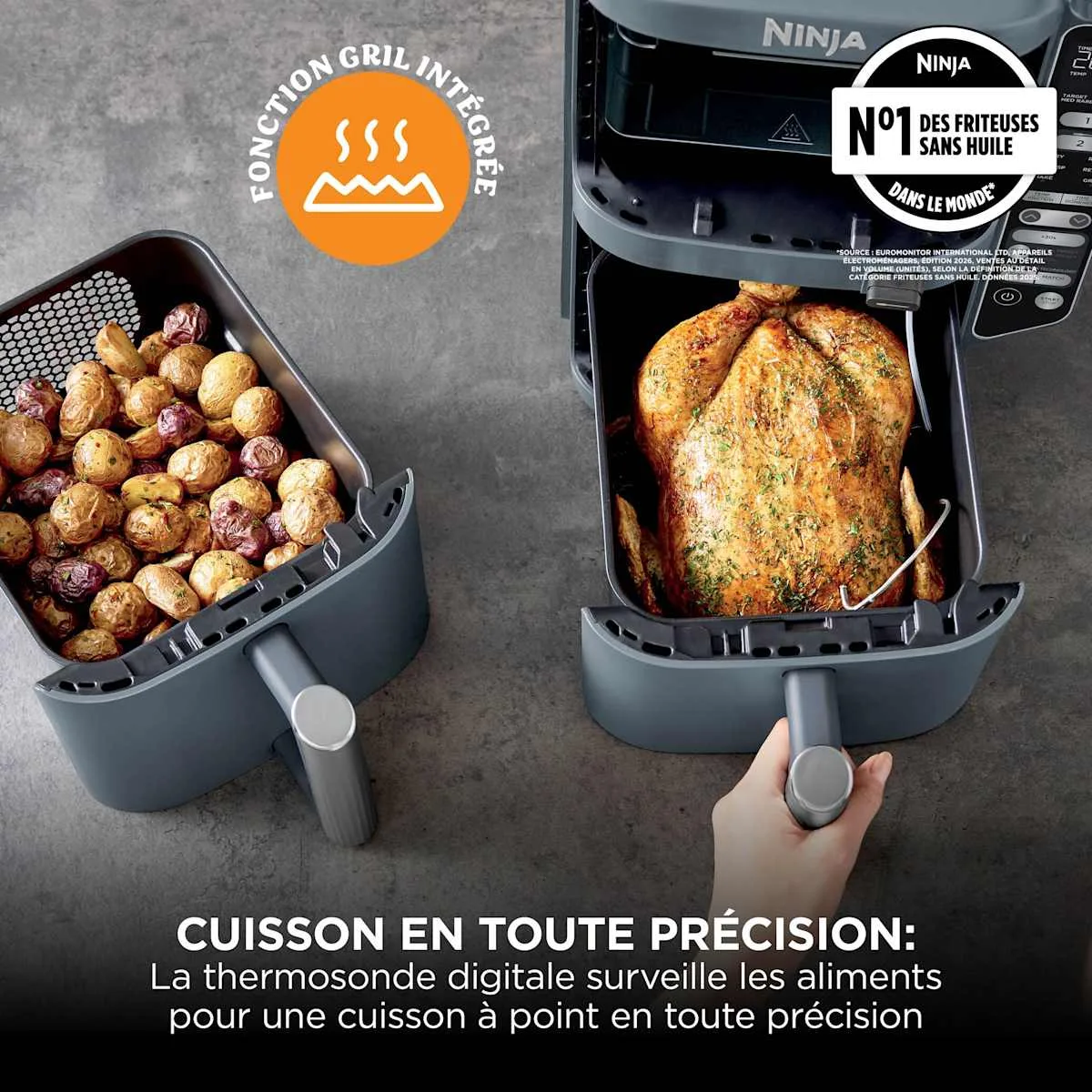 Ninja Ninja Double Stack Air Fryer XL à 2 tiroirs 9,5 L – Gris ardoise — visuel 4