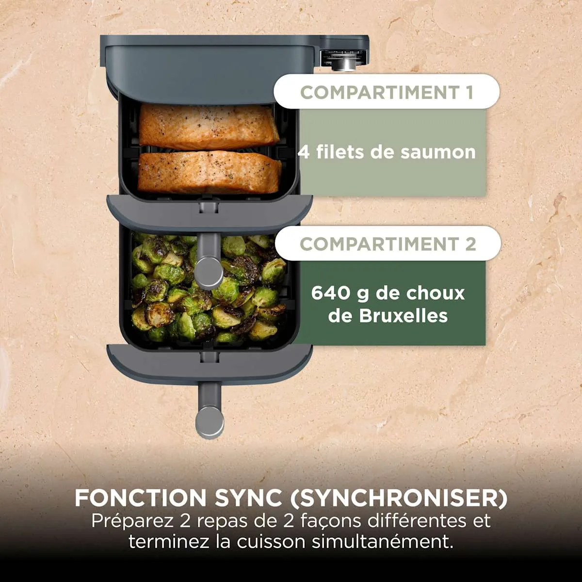 Ninja Ninja Double Stack Air Fryer XL à 2 tiroirs 9,5 L – Gris ardoise — visuel 5