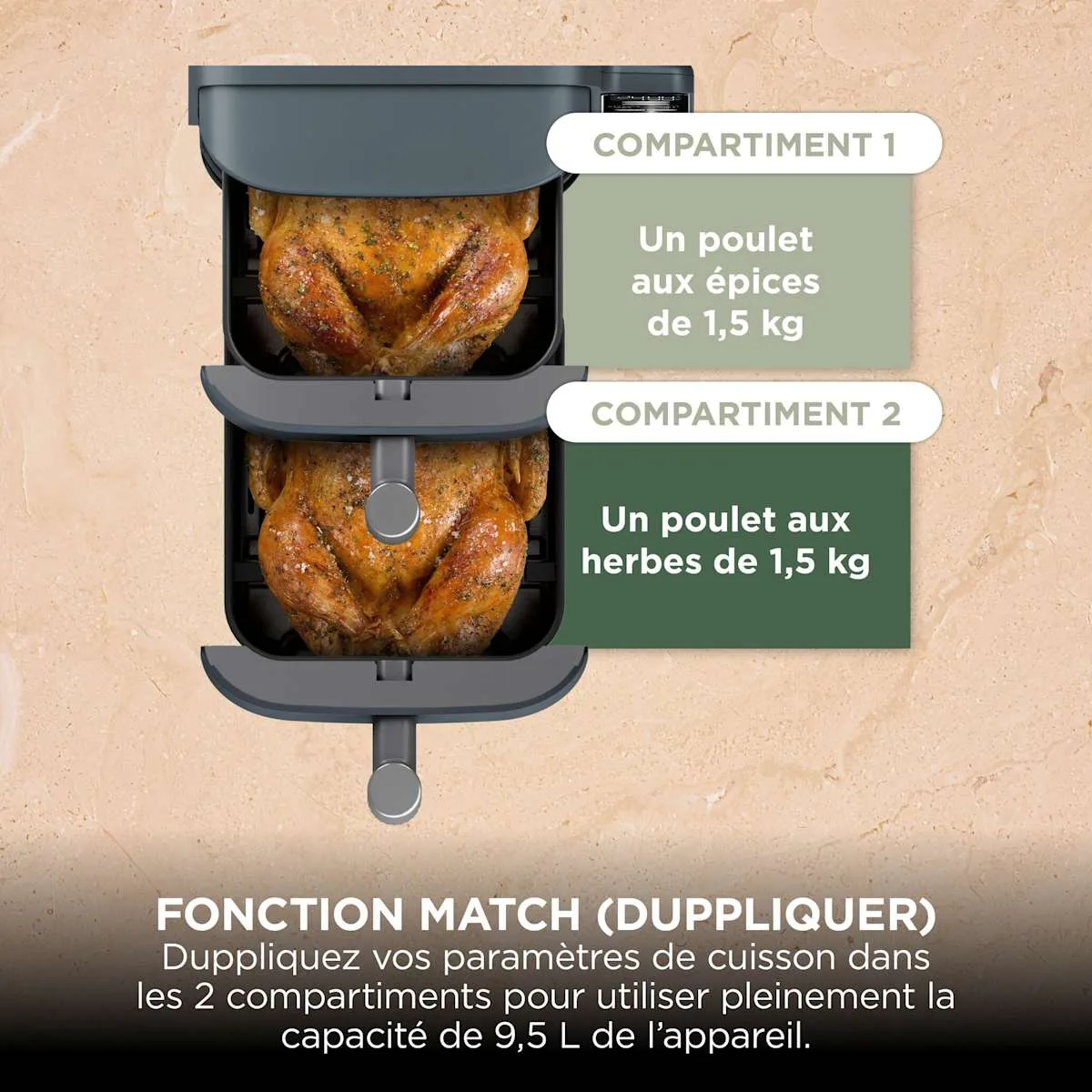 Ninja Ninja Double Stack Air Fryer XL à 2 tiroirs 9,5 L – Gris ardoise — visuel 6